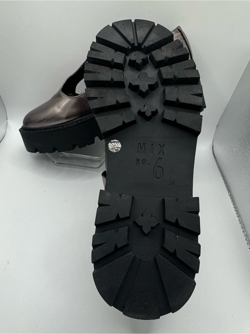 Mix No 6 Corah Platform Mary Janes Womens Sz 9.5 Gunmetal Metallic Lug Sole shoe
